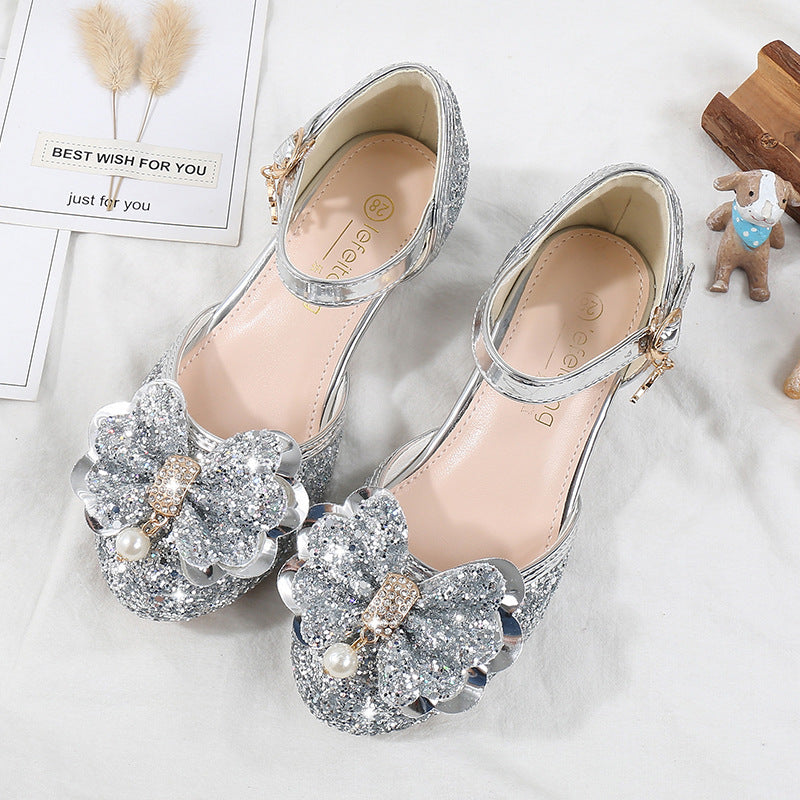Girl Ballerina Shoes with Sparkling Floral Motif Mune Fashion
