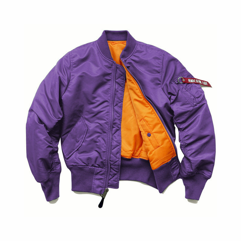 Men's flight bomber jacket with contrasting inner lining, utility arm pocket, and ribbed cuffs Mune Fashion