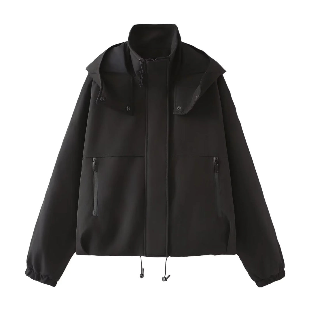 Women's short padded hooded jacket with wide boxy cut and elastic hem Mune Fashion