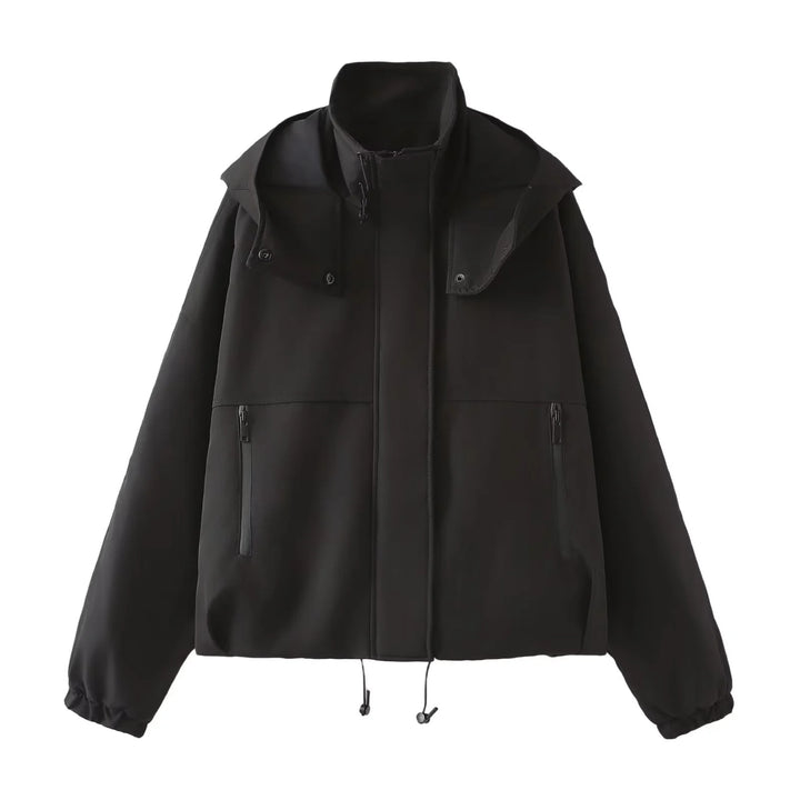 Women's short padded hooded jacket with wide boxy cut and elastic hem Mune Fashion