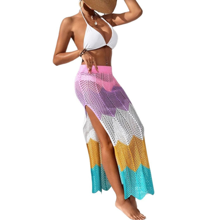 Women's airy crochet beach sarong with geometric pattern Mune Fashion