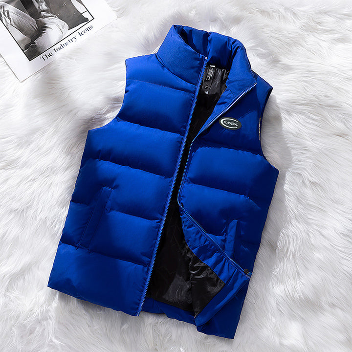 Men's Padded Quilted Vest with Stand Collar and Windproof Thermal Insulation Mune Fashion