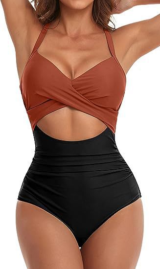 Women's One-Piece Swimsuit with Elegant Wrap Cut Mune Fashion