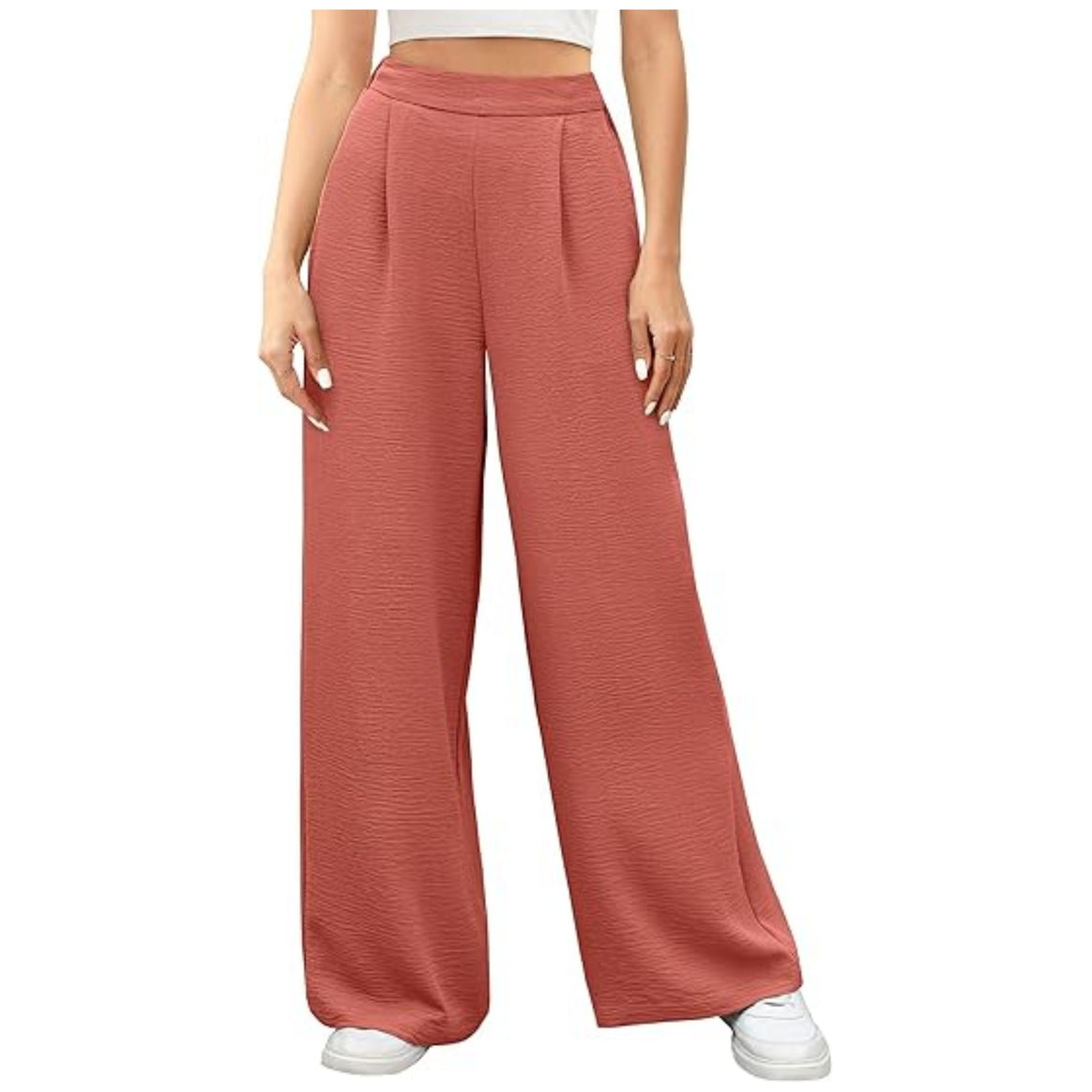 Women's wide High-Waist Palazzo pants with textured fabric Mune Fashion