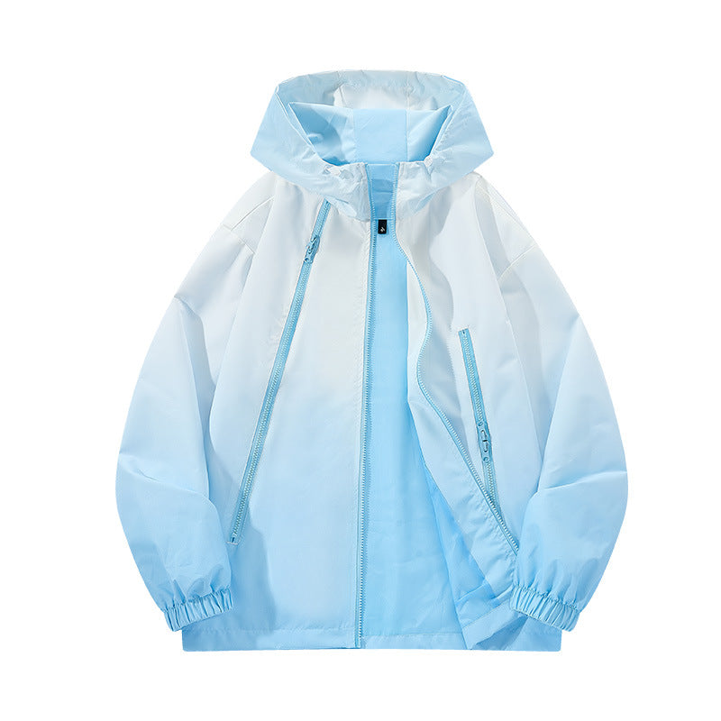 Men's Light Hooded Windbreaker with Asymmetrical Zipper Pockets and Adjustable Hem Mune Fashion