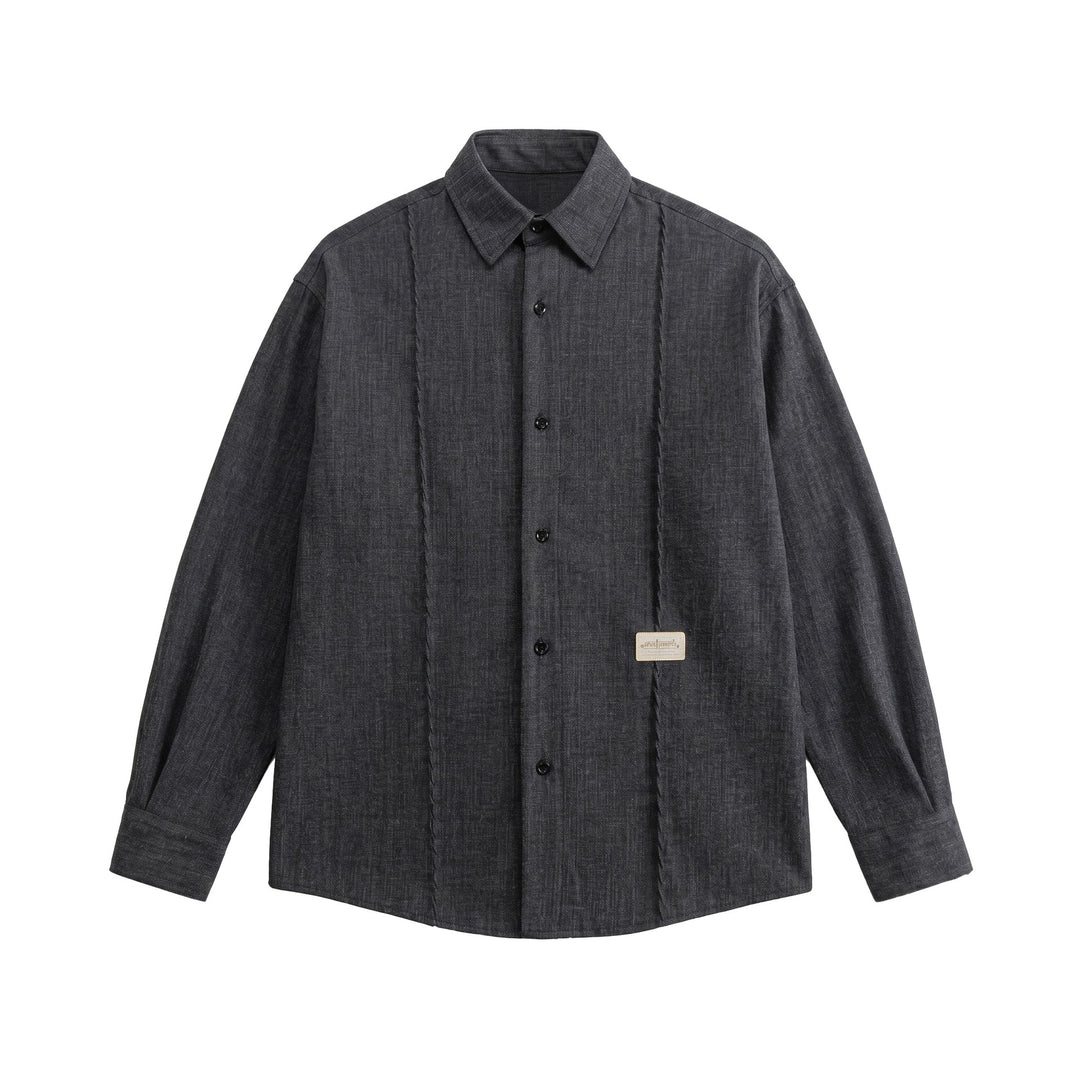 Men's Oversized Shirt Jacket in Light Denim Look with Visible Decorative Seams Mune Fashion