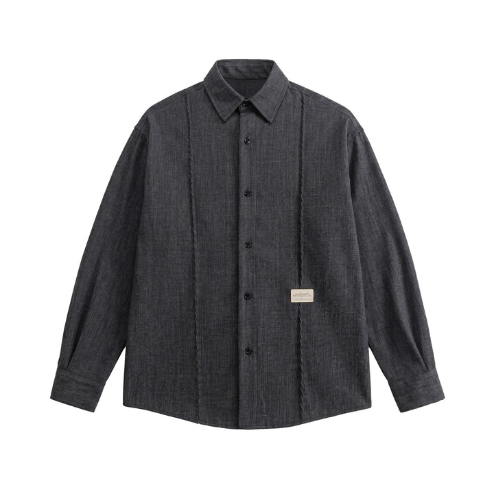 Men's Oversized Shirt Jacket in Light Denim Look with Visible Decorative Seams Mune Fashion