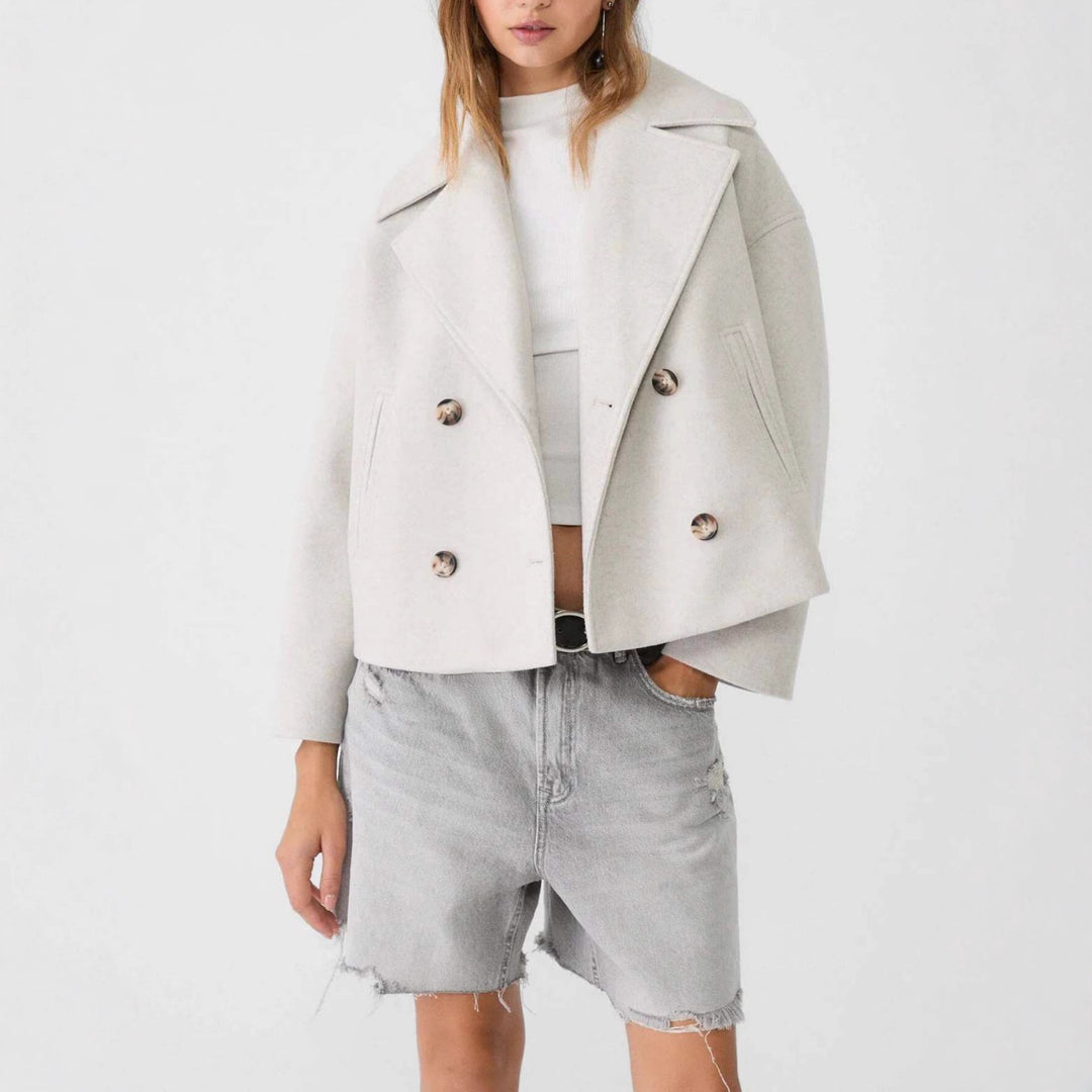 Women's Fashion Short Jacket with Double Button Placket