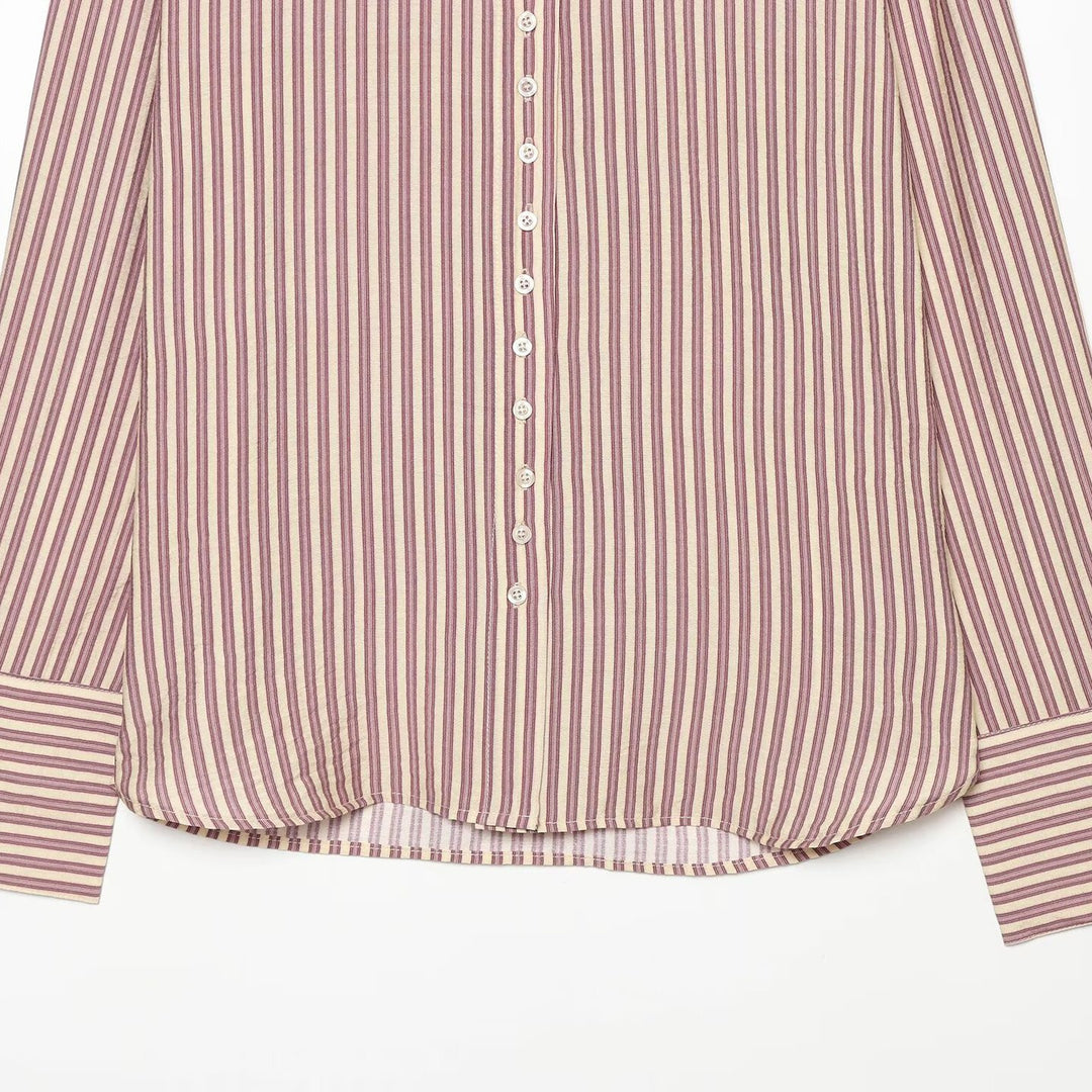 Women's oversized shirt blouse with stand-up collar, full button placket and wide cuffs Mune Fashion