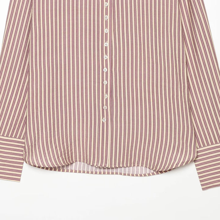 Women's oversized shirt blouse with stand-up collar, full button placket and wide cuffs Mune Fashion