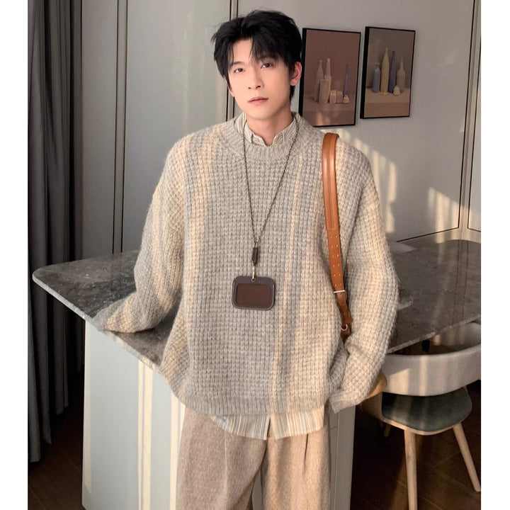 Men's chunky knit sweater with casual fit and round neck Mune Fashion