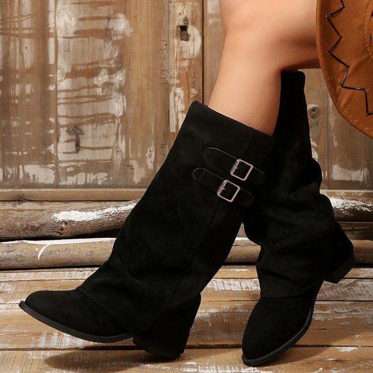 Ladies High Quality Wedge Boots Mune Fashion