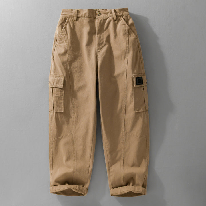 Men's Utility Cargo Pants made of cotton twill with patch leg pockets and relaxed tapered fit Mune Fashion