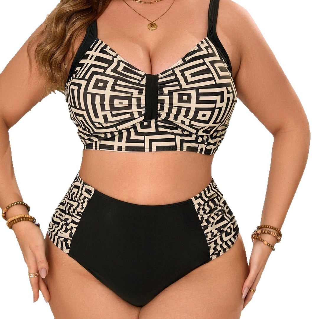 Women high-waisted bikini set with geometric design Mune Fashion