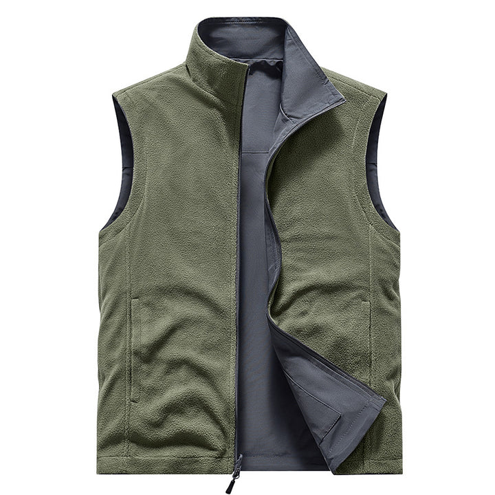 Men's fleece vest with stand-up collar, breathable lining & zip pockets Mune Fashion