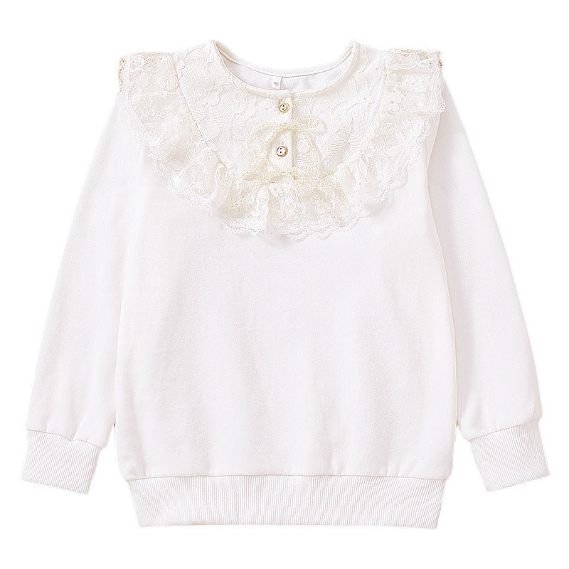 Girl sweatshirt with romantic lace collar Mune Fashion