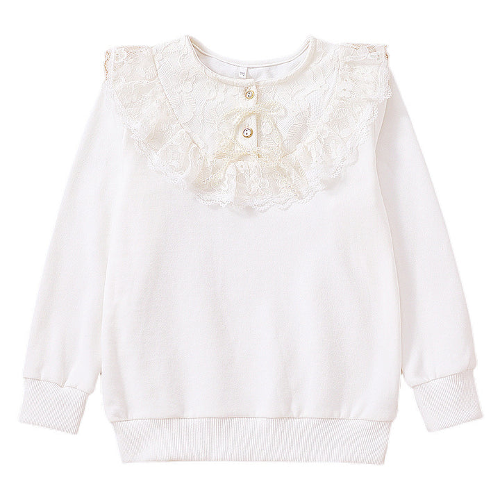 Girl sweatshirt with romantic lace collar Mune Fashion