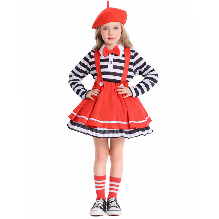 Girl's costume with striped top and swing skirt Mune Fashion