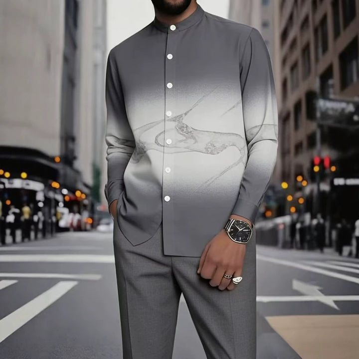 Men's Elegant Long Sleeve Shirt with Unique Texture Pattern Mune Fashion