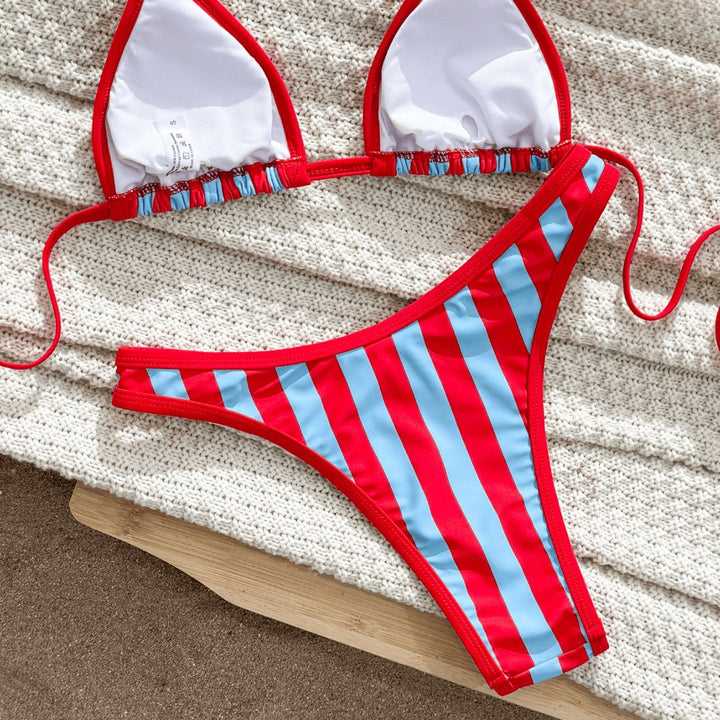 Women's Triangle Bikini with fashionable stripe pattern Mune Fashion