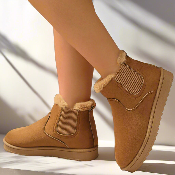 Women Lined Ankle Boots with Elastic Insert and Side Zip Mune Fashion