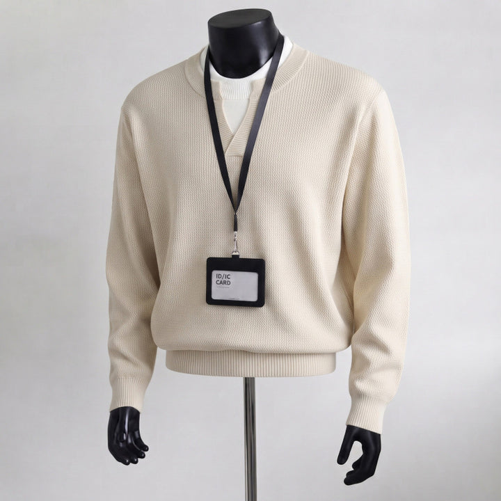 Men's Comfortable Knit Sweater with V-Neck Mune Fashion