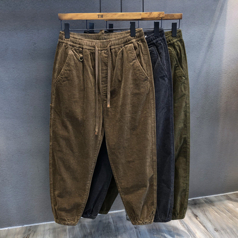 Men's Comfortable Cord Pants with Elastic Waistband Mune Fashion