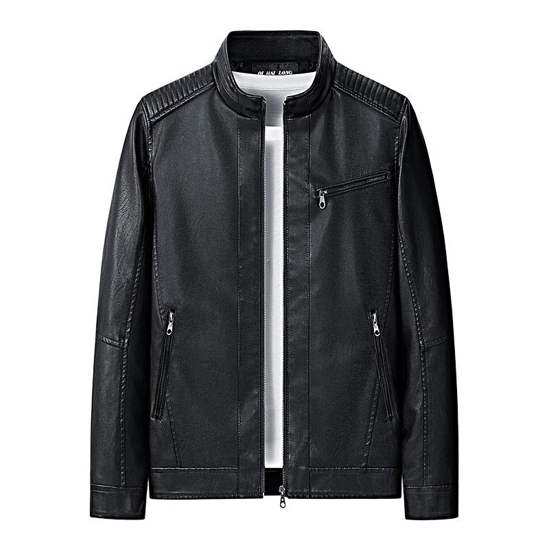Men's fashionable leather jacket with quilted details Mune Fashion