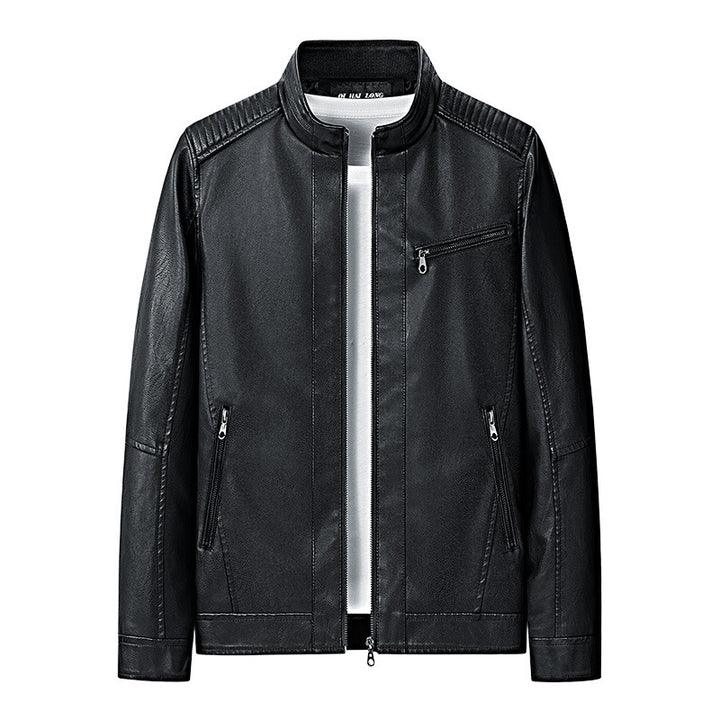 Men's fashionable leather jacket with quilted details Mune Fashion