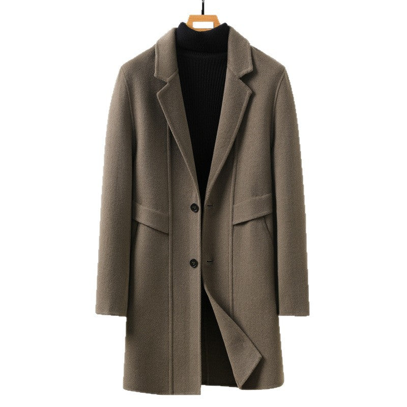 Men's wool coat with lapel collar and straight cut Mune Fashion