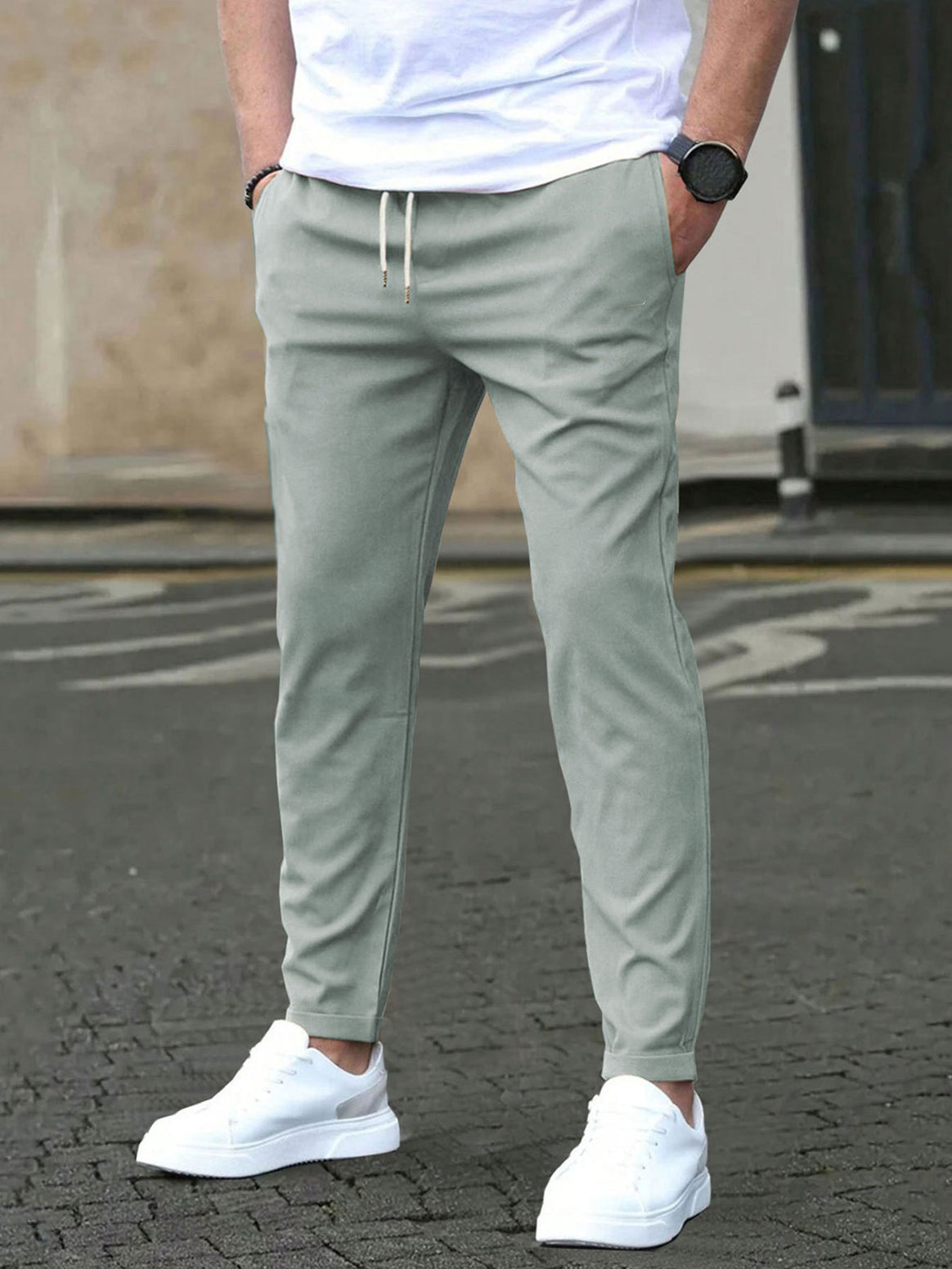 Men's Slim-Fit Jogging Pants with Drawstring, Side Pockets, and Narrow Ankle Hem Mune Fashion