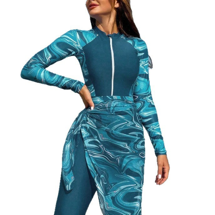 Ladies Sporty Bathing Suit with Elegant Wrap Skirt Mune Fashion