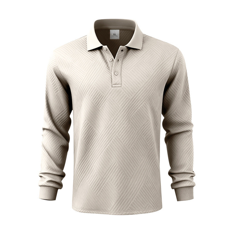Men's long-sleeve polo shirt made of textured jacquard knit Mune Fashion