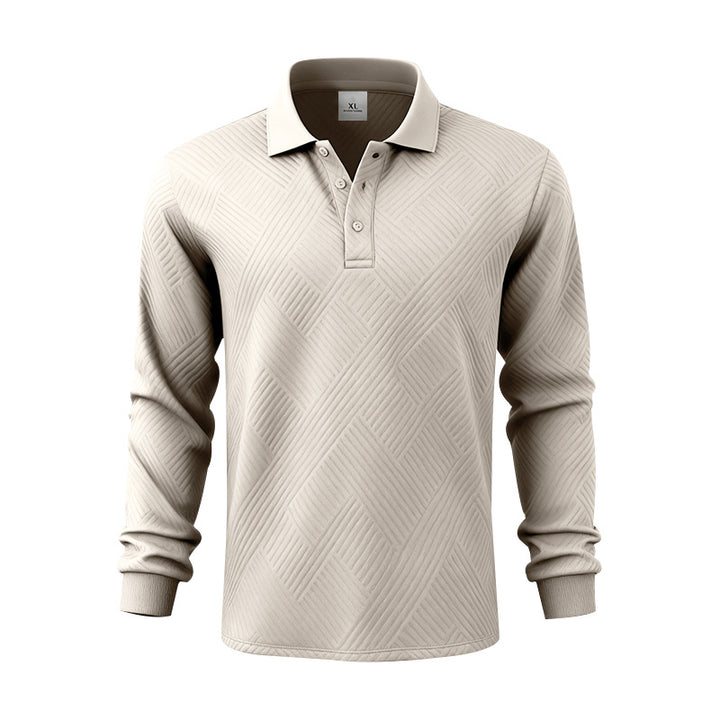 Men's long-sleeve polo shirt made of textured jacquard knit Mune Fashion
