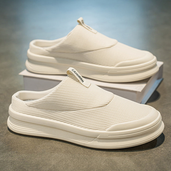 Men's Backless Slip-On Sneaker with Breathable Knit Upper and Thick EVA Platform Sole Mune Fashion