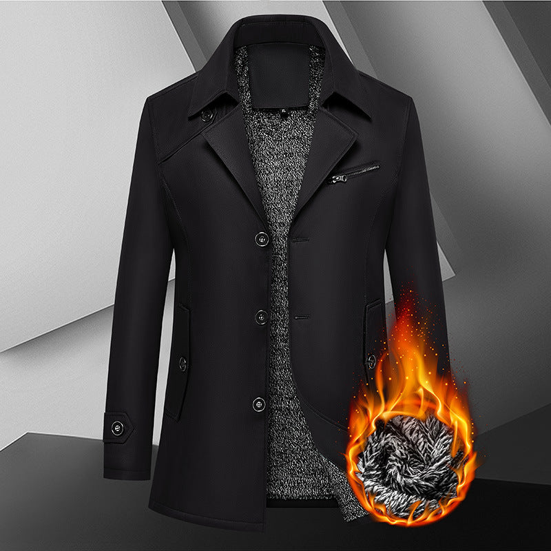 Men's transitional jacket in urban short trench style with notch collar, chest zipper, and patch pockets Mune Fashion