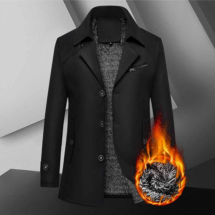Men's transitional jacket in urban short trench style with notch collar, chest zipper, and patch pockets Mune Fashion