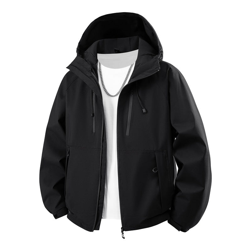 Men's matte softshell hooded jacket with welded seams, two-way zipper and adjustable drawstring hem Mune Fashion