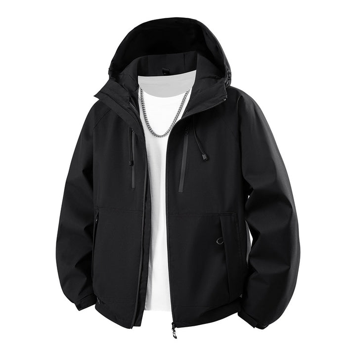Men's matte softshell hooded jacket with welded seams, two-way zipper and adjustable drawstring hem Mune Fashion