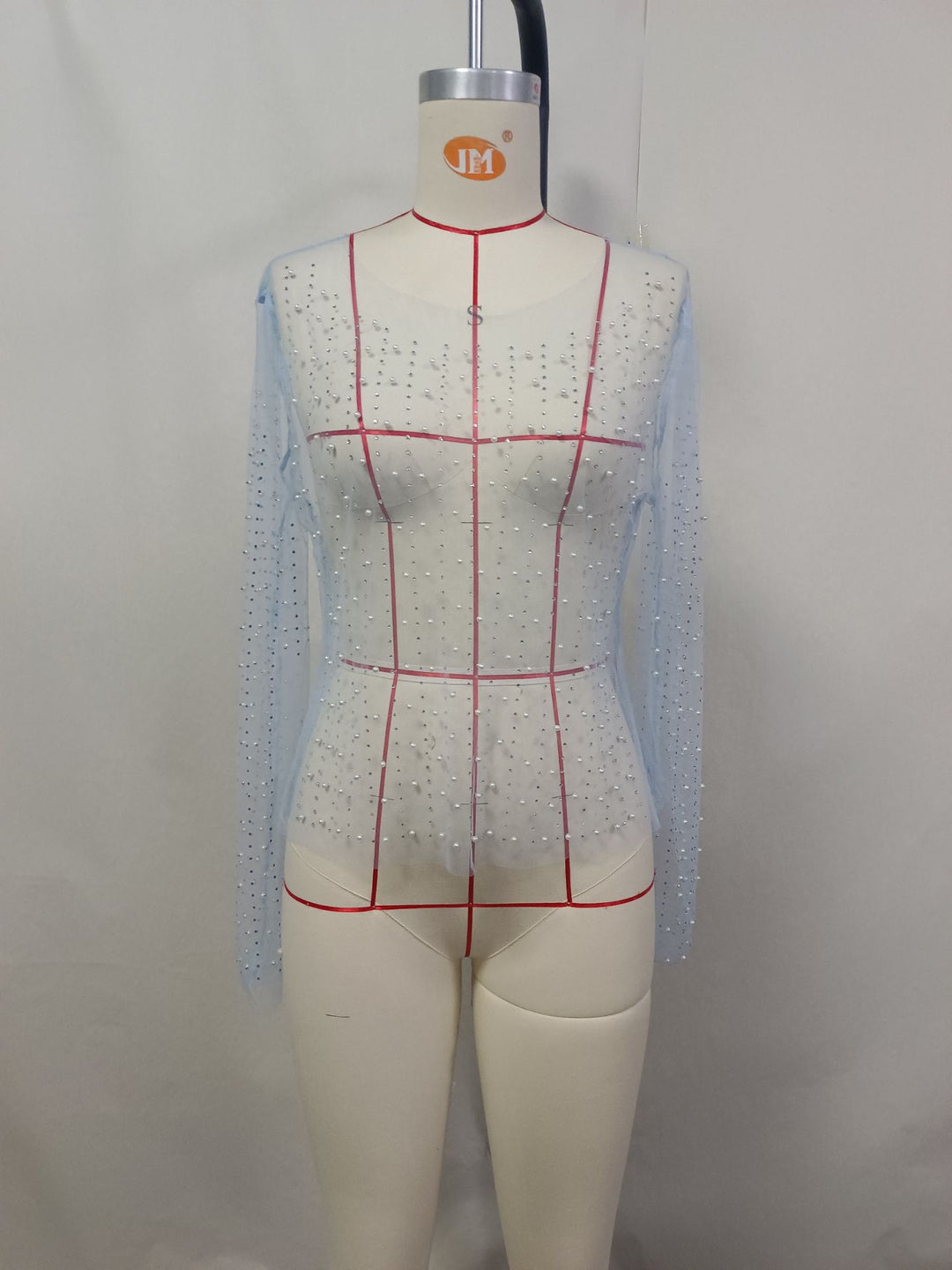Women's glittering long-sleeve top with rhinestone embellishments Mune Fashion