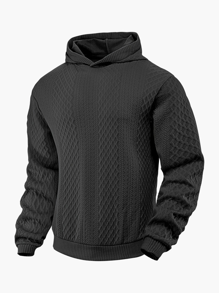 Men's structured funnel neck pullover with hood and honeycomb jacquard Mune Fashion