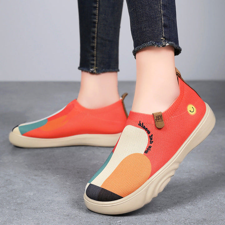 Women's Light and Elastic Slip-On Sneakers with Creative Details Mune Fashion
