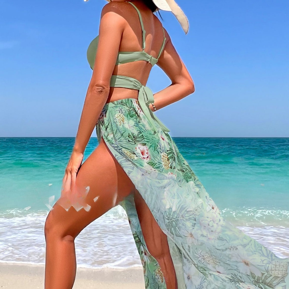 Women bikini set with unusual wrap top and floral coverage Mune Fashion