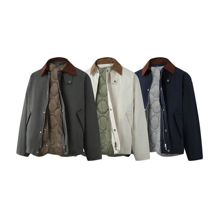 Men's Boxy Field Jacket with detachable padded inner vest and cord collar Mune Fashion
