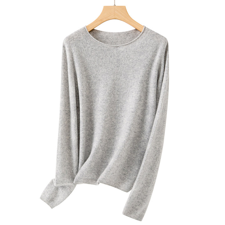 Women Fine ultralight round neck sweater made of microfiber fine knit with minimalist silhouette Mune Fashion