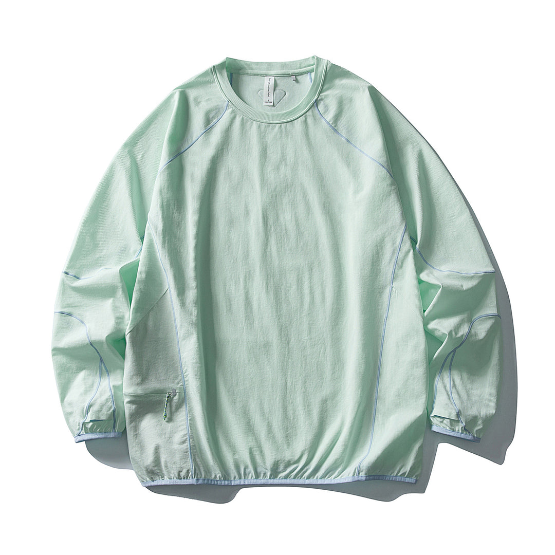 Unisex Technical Oversized Crew Neck Sweater with Flatlock Seams and Side Zipper Pocket Mune Fashion