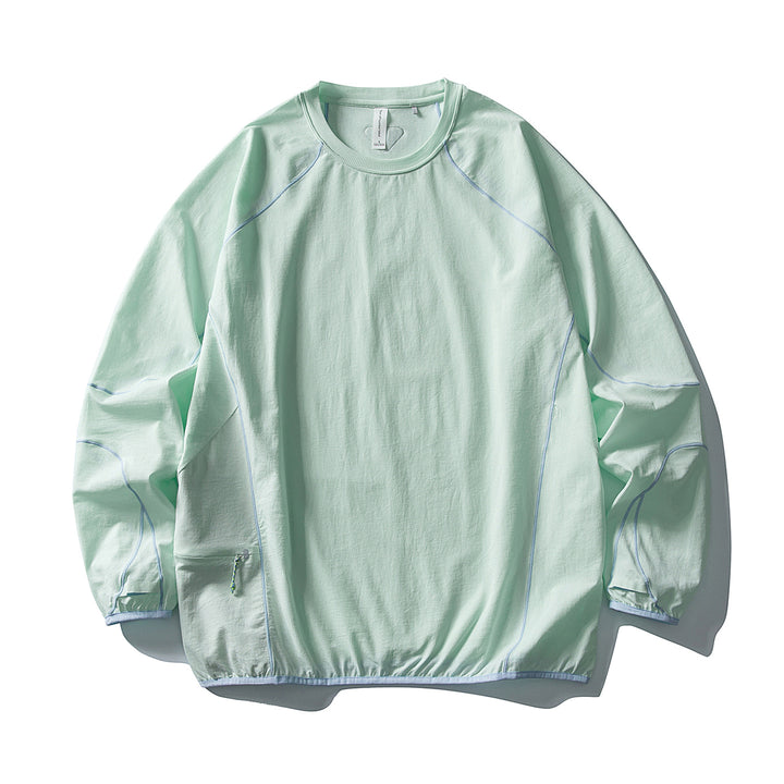 Unisex Technical Oversized Crew Neck Sweater with Flatlock Seams and Side Zipper Pocket Mune Fashion