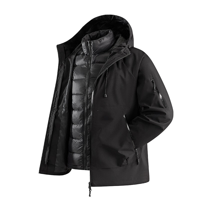 Men's two-piece transitional jacket with removable quilted inner jacket and hood Mune Fashion