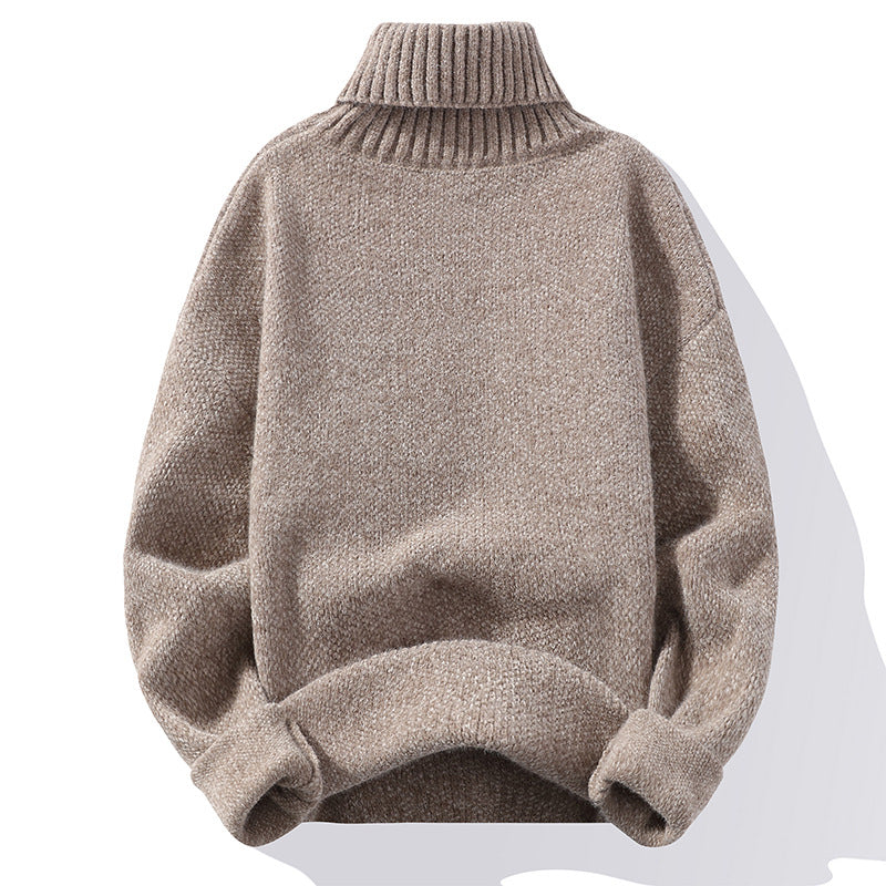 Men's turtleneck sweater made of boucle fine knit with ribbed cuffs Mune Fashion