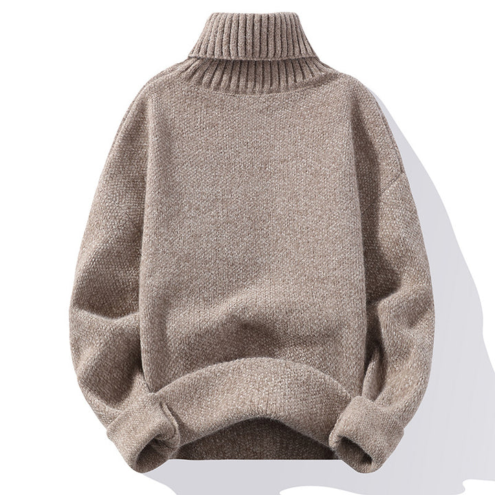Men's turtleneck sweater made of boucle fine knit with ribbed cuffs Mune Fashion